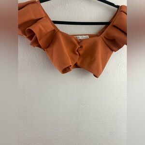 Zara Orange Crop Top Bustier Sz Medium Off shoulder size S